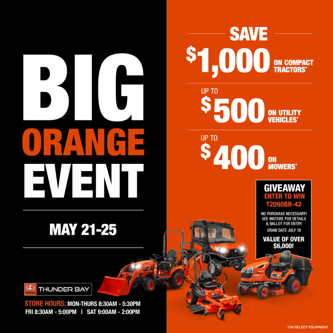 Kubota Big Orange Event Sale - Join Us May 21 -25th